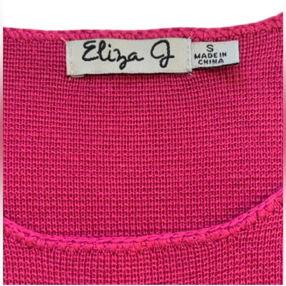 Eliza J Dress Black Gray Pink Striped Pockets Knit Sweater Shift Dress Small - Picture 2 of 10